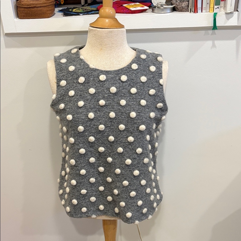 Gray Polka Dot Sleeveless Felt Top